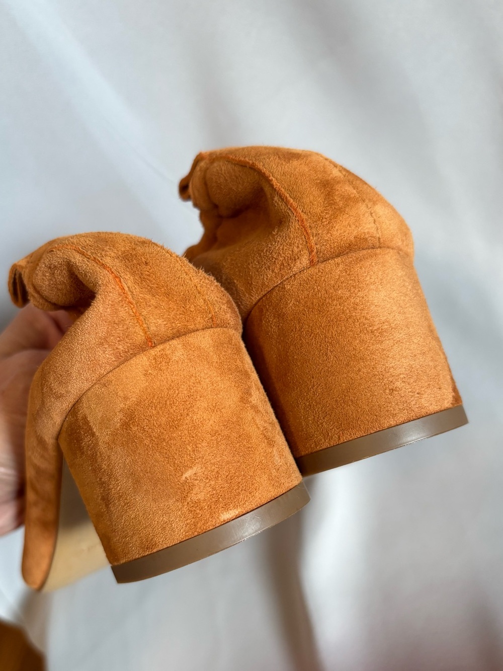 Everlane The Day Block Heel Cognac Suede Size 9 Classic Minimalist Workwear - Picture 5 of 9